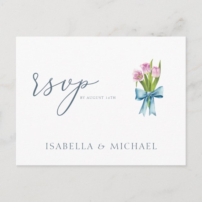 Postal Elegante Watercolor Floral Wedding Rsvp (Anverso)