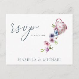Postal Elegante Watercolor Floral Wedding Rsvp