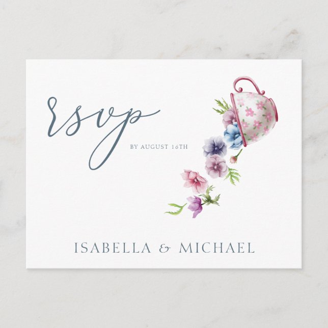 Postal Elegante Watercolor Floral Wedding Rsvp (Anverso)