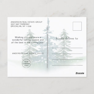 Postal Elegante Watercolor Pine Tree Company