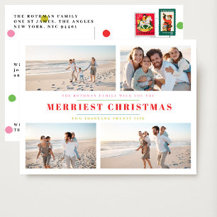 Postal Elegante y colorido Navidades de Collage de fotos