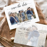 Postal Elegante y elegante Save the Date 4<br><div class="desc">Paisaje moderno y elegante Horizontal Cuatro (4) Foto Guardar el imán Boda de fecha con tipografía de escritura con letras a mano. El imán para guardar la invitación de fecha incluye tipografía y moda de guiones y un diseño sencillo al que puede agregar su imagen personalizada de fotografía de compromiso....</div>