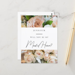 Postal Elegante y floral Maid of Honor Propuesta