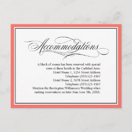 Postal Elegante y floreciente Boda Alojamiento Coral