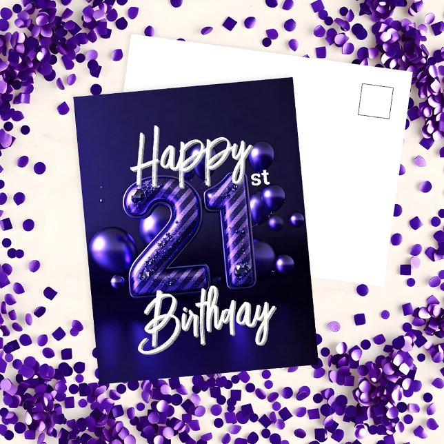 Postal Elegante y lujoso Sparkly Purple 21º cumpleaños (Subido por el creador)