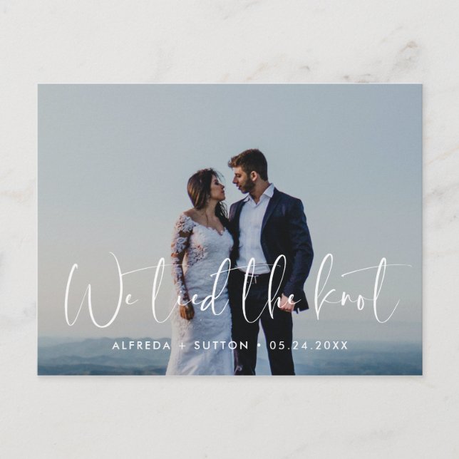 Postal Elegante y moderno boda Nos atamos la foto del nud (Anverso)