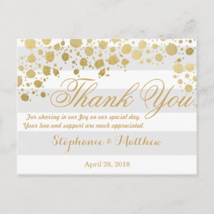 Postal Elegante y moderno Faux Gold Splatters y Stripes