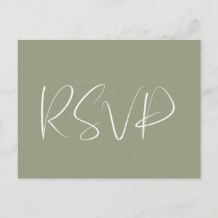 Postal Elegante y moderno RSVP de boda verde sabio