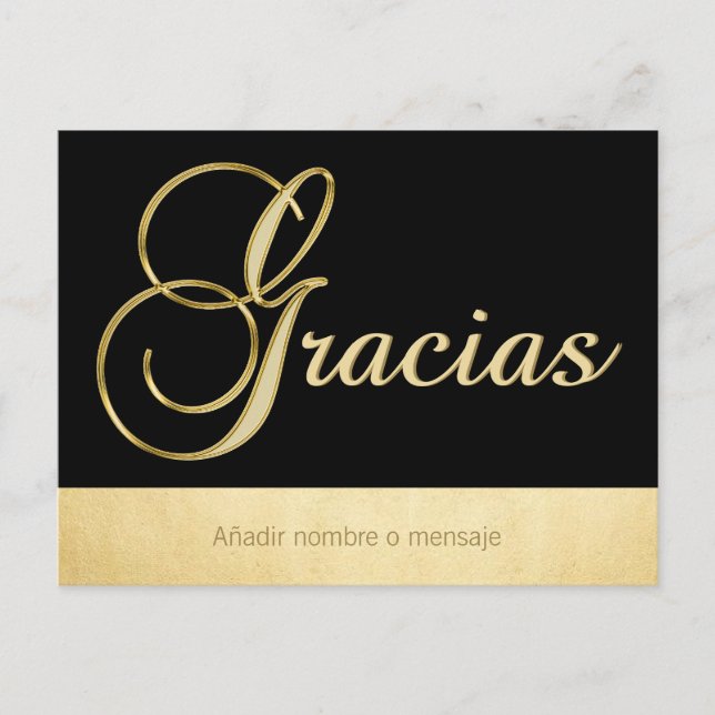 Postal Elegante y personalizada Ocasión Negra de Oro Grac (Anverso)