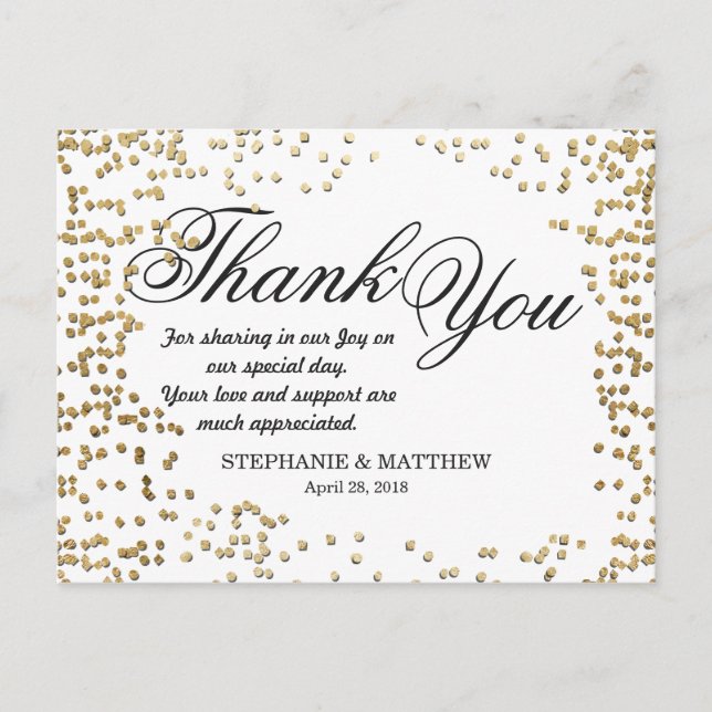 Postal Elegante y sencillo Confetti de oro falso (Anverso)