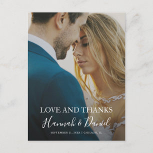 Postal Elegante y simple Boda de fotos gracias