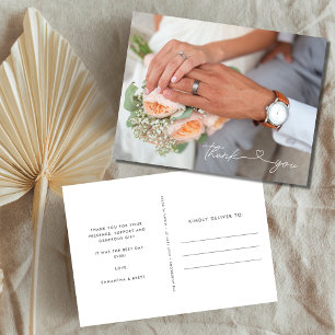 Postal Elegante y simple Boda de fotos moderno Gracias