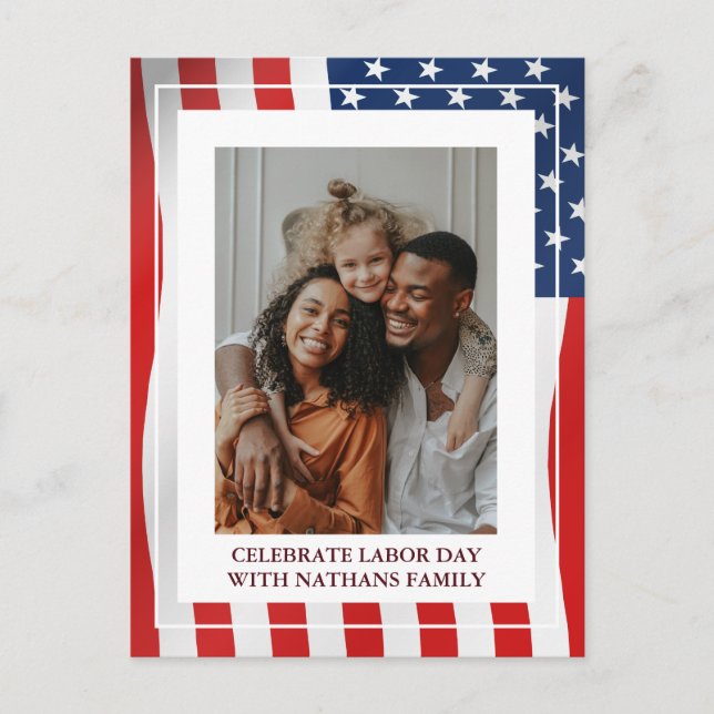 Postal Elegante y simple Día del Trabajo Feliz con la fot (Anverso)