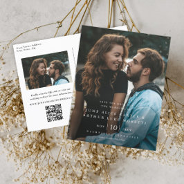 Postal Elegante y Simple Foto de Boda Guardar la Fecha