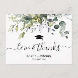 Postal Elegante y simple Graduación de Eucalipto Gracias