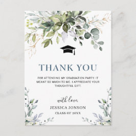 Postal Elegante y simple Graduación de Eucalipto Gracias
