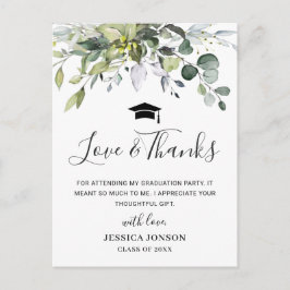 Postal Elegante y simple Graduación de Eucalipto Gracias