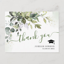 Postal Elegante y simple Graduación de Eucalipto Gracias