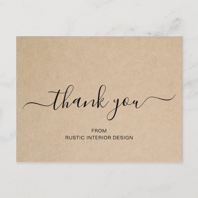Postal Elegante y simple negocio marrón gracias (Anverso)