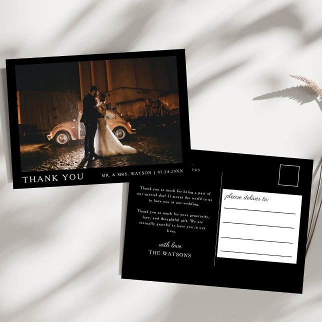 Postal Elegante y simple texto y Boda de fotos gracias (Subido por el creador)