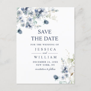 Postal Elegante y turbia boda de follaje azul salva la fe