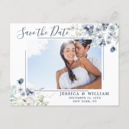 Postal Elegante y turbia boda de follaje azul salva la fe
