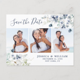 Postal Elegante y turbia boda de follaje azul salva la fe