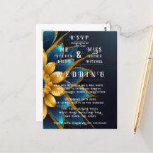 Elegante zafiro y Boda floral de oro