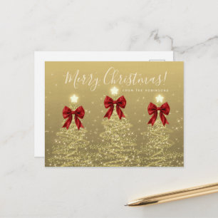 Postal Elegantes árboles de Navidad dorados de vacaciones