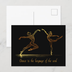 Postal Elegantes bailarinas de ballet en líneas de arte d