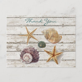 Postal elegantes conchas románticas en la playa boda grac