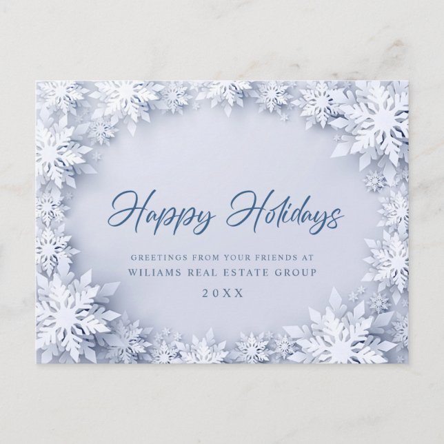 Postal Elegantes copos de nieve Navidades corporativos de (Anverso)