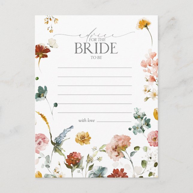 Postal Elegantes Flores De Jardín Consejo A La Novia (Anverso)