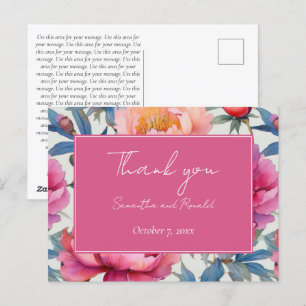 Postal Elegantes flores de peonía en acuarela para agrade