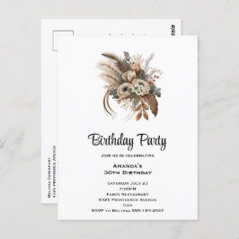 Postal Elegantes flores Foliage y Fiesta de Cumpleaños de