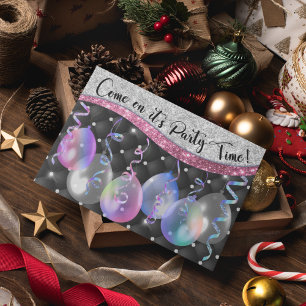 Postal Elegantes globos fiestas de Navidades purpurinas d