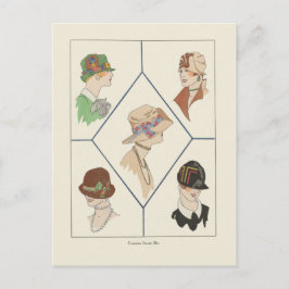 Postal Elegantes Gorras de mujeres Ilustracion francés Ar