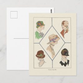 Postal Elegantes Gorras de mujeres Ilustracion francés Ar