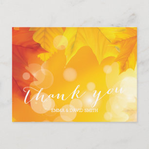 Postal Elegantes hojas de arce de otoño Boda Gracias