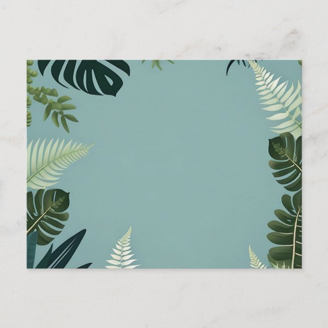 Postal Elegantes hojas verdes y fernés (Anverso)