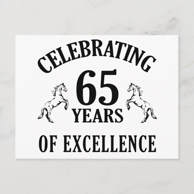Postal Elegantes ideas de regalo por cumpleaños número 65 (Anverso)