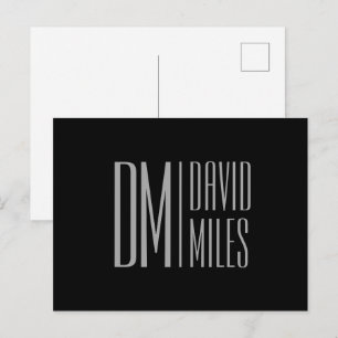 Postal Elegantes iniciales y logotipo de nombre gris mini