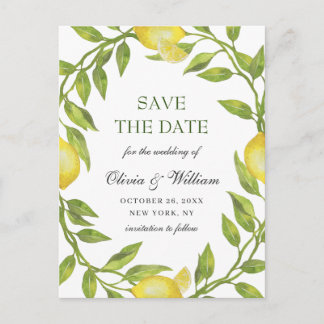 Postal Elegantes Limones Verde Boda Guardar La Fecha