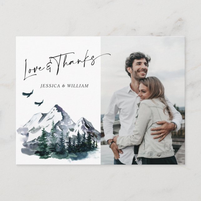 Postal Elegantes Montañas acuáticas Gracias Foto (Anverso)