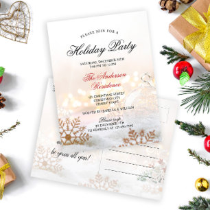 Postal Elegantes Navidades de Baubles de Nieve Invitan de
