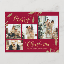 Postal Elegantes Navidades de Collage de fotos de Borgoña