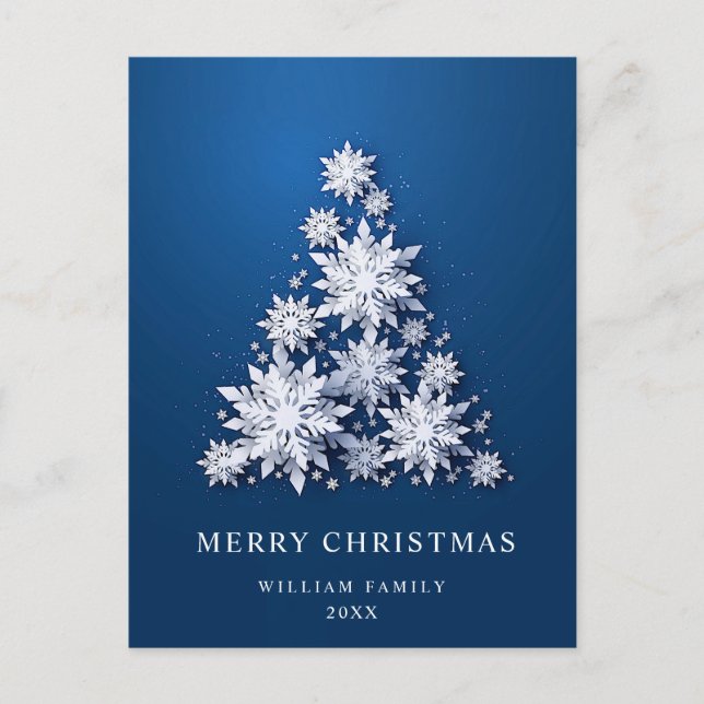 Postal Elegantes Navidades de copos de nieve saludando fe (Anverso)