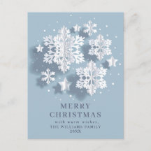 Elegantes Navidades de copos de nieve saludando fe