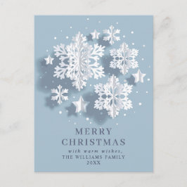 Postal Elegantes Navidades de copos de nieve saludando fe