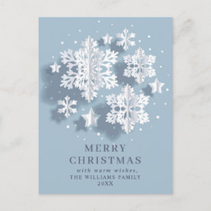 Postal Elegantes Navidades de copos de nieve saludando fe